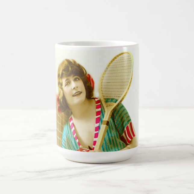 Lady and tennis coffee mug (Center)