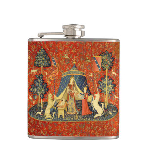 Lady and the Unicorn Mediaeval Tapestry Art Hip Flask
