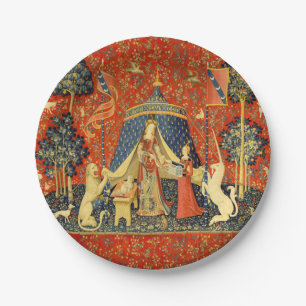Lady and the Unicorn Mediaeval Tapestry Art Paper Plate