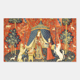 Lady and the Unicorn Mediaeval Tapestry Art Rectangular Sticker
