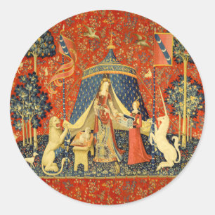 Lady and The Unicorn Mediaeval Tapestry: French Ar Classic Round Sticker