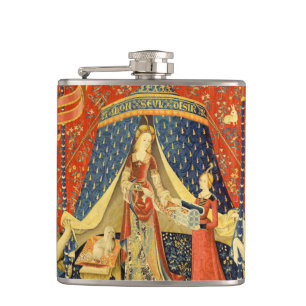Lady and The Unicorn Mediaeval Tapestry: French Ar Hip Flask