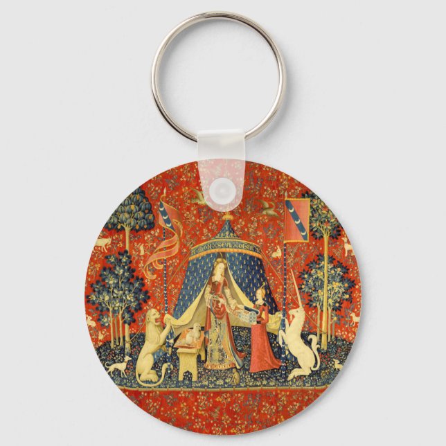 Lady and The Unicorn Mediaeval Tapestry: French Ar Key Ring (Front)