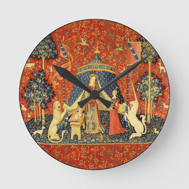 Lady and The Unicorn Mediaeval Tapestry: French Ar Round Clock (Front)