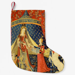 Lady and The Unicorn Mediaeval Tapestry: French Ar Small Christmas Stocking
