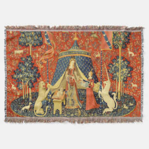 Lady and The Unicorn Mediaeval Tapestry: French Ar Throw Blanket