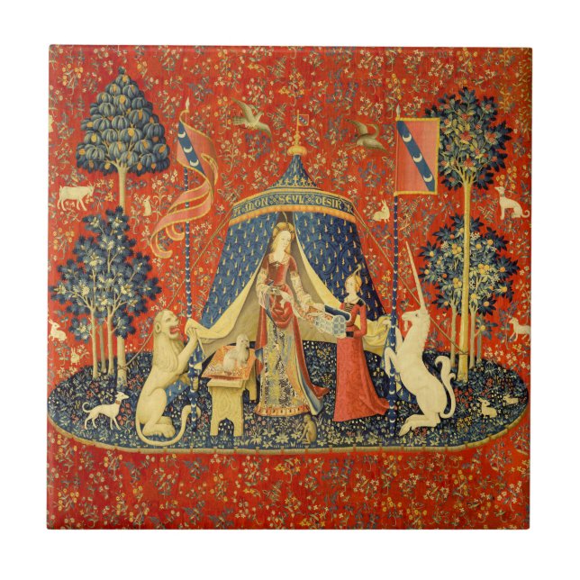 Lady and The Unicorn Mediaeval Tapestry: French Ar Tile (Front)