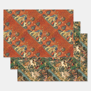 Lady and The Unicorn Mediaeval Tapestry: French Ar Wrapping Paper Sheet