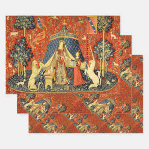 Lady and The Unicorn Mediaeval Tapestry: French Ar Wrapping Paper Sheet