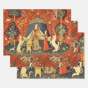 Lady and The Unicorn Mediaeval Tapestry: French Ar Wrapping Paper Sheet