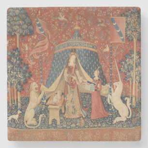 Lady And The Unicorn Middle Ages Vintage Tapestry Stone Coaster