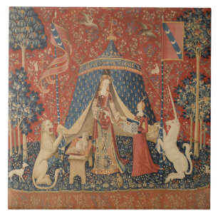 Lady And The Unicorn Middle Ages Vintage Tapestry Tile