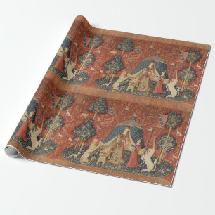 Lady And The Unicorn Middle Ages Vintage Tapestry Wrapping Paper