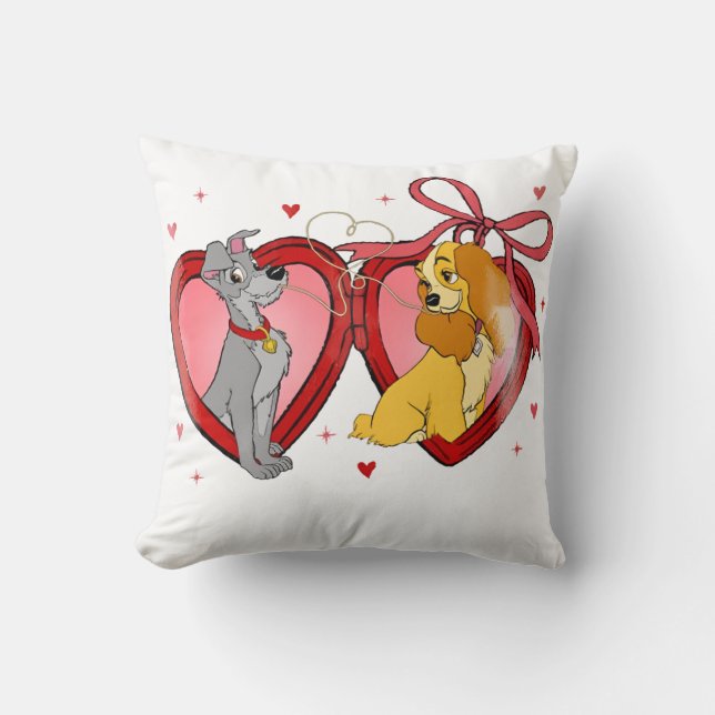 Lady And Tramp Locket Retro Throw Pillows (Front)