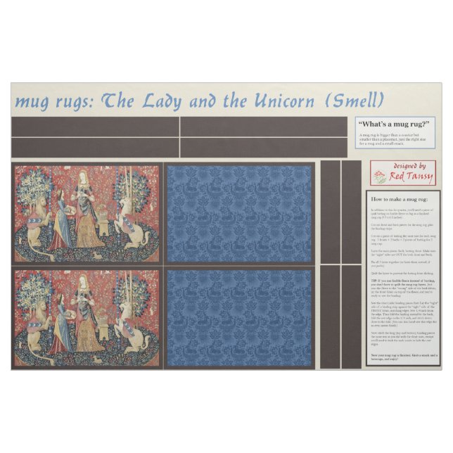 Lady and Unicorn DIY Mug Rugs Fabric (Fat Quarter)