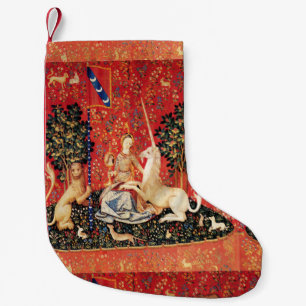 LADY AND UNICORN Fantasy Flowers,Animals Small Christmas Stocking