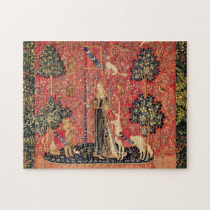 LADY AND UNICORN Lion,Fantasy Flowers,Animals Jigsaw Puzzle