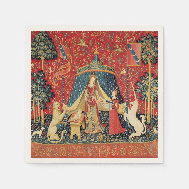LADY AND UNICORN Lion,Fantasy Flowers,Animals Napkin (Front)