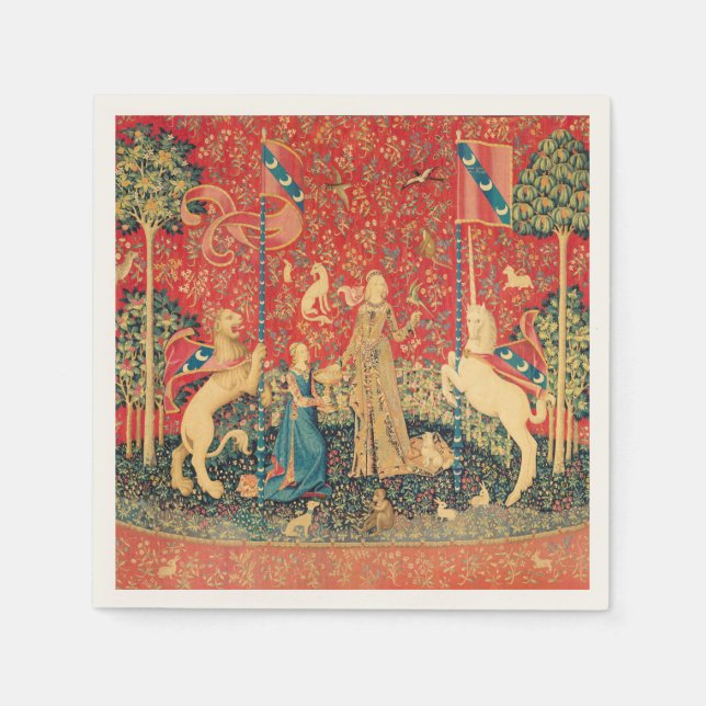 LADY AND UNICORN Lion,Fantasy Flowers,Animals Napkin (Front)
