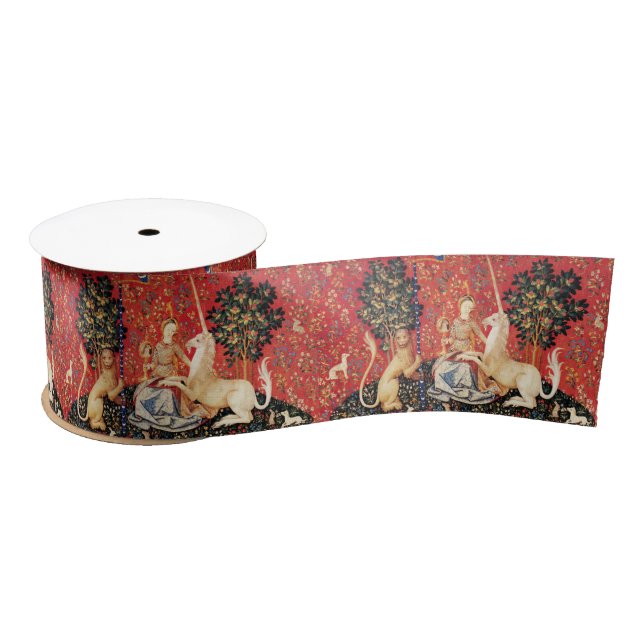 LADY AND UNICORN Lion,Fantasy Flowers,Animals Satin Ribbon (Spool)