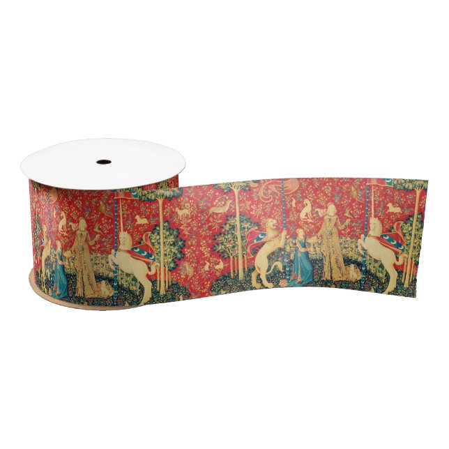 LADY AND UNICORN Lion,Fantasy Flowers,Animals Satin Ribbon (Spool)