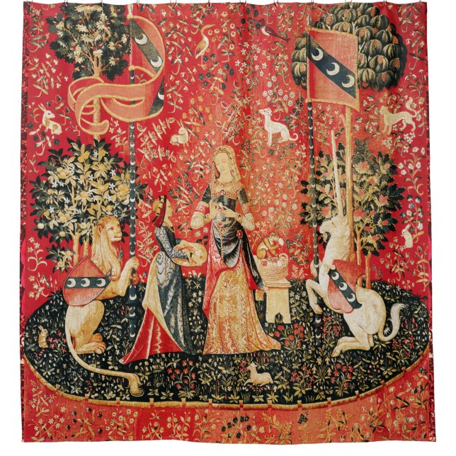 LADY AND UNICORN Lion,Fantasy Flowers,Animals Shower Curtain (Front)