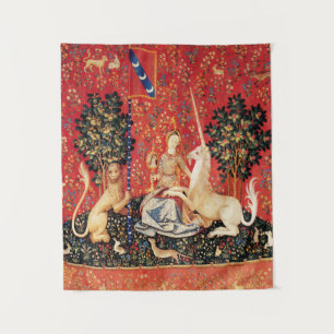 LADY AND UNICORN Lion,Fantasy Flowers,Animals Tapestry