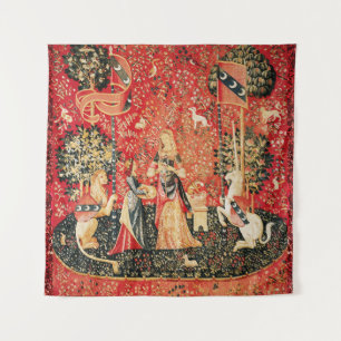 LADY AND UNICORN Lion,Fantasy Flowers,Animals Tapestry