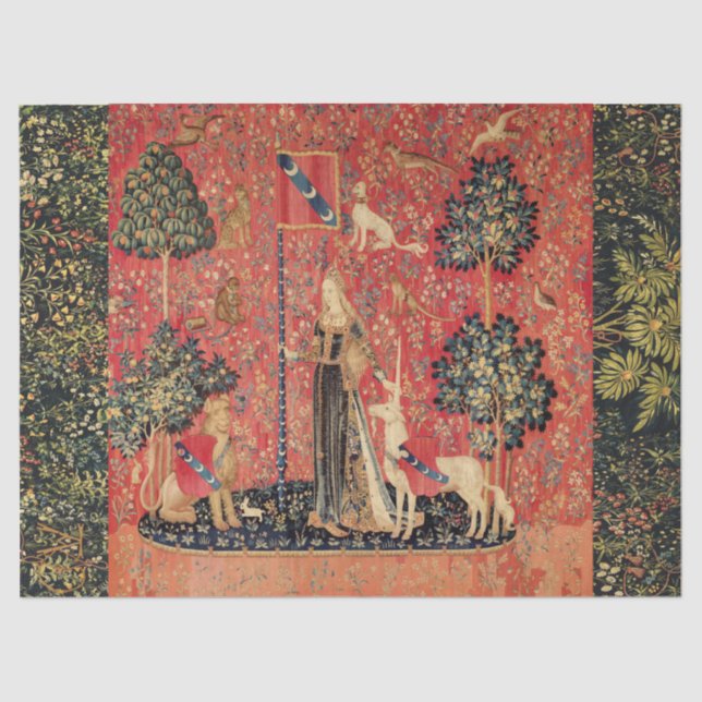 LADY AND UNICORN Lion,Fantasy Flowers,Animals Tissue Paper (Front)