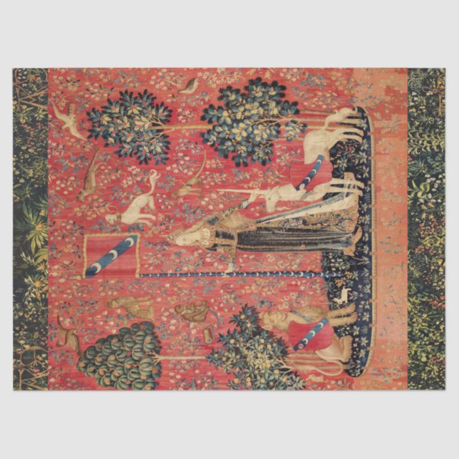 LADY AND UNICORN Lion,Fantasy Flowers,Animals Tissue Paper (Front)