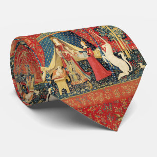 LADY AND UNICORN Lion,Flowers,Animals Fantasy  Tie