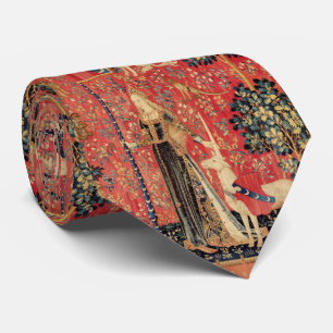 LADY AND UNICORN,Lion,Flowers,Animals Fantasy  Tie