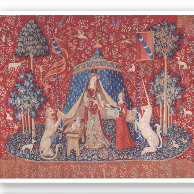 Lady and Unicorn Mediaeval Tapestry Desire (Front)