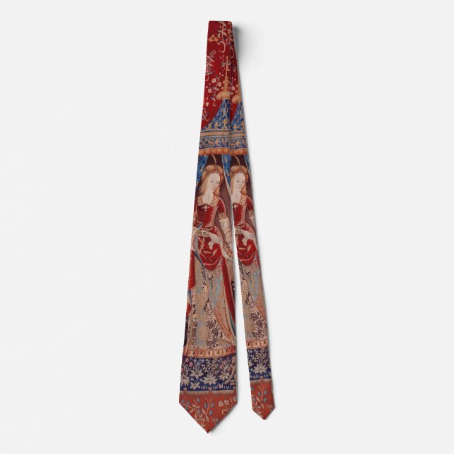 Lady and Unicorn Mediaeval Tapestry Desire Tie (Front)