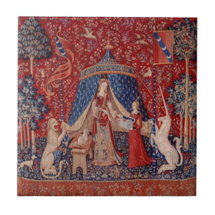 Lady and Unicorn Mediaeval Tapestry Desire Tile