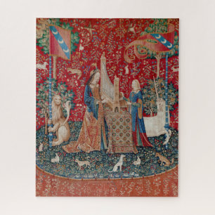 Lady and Unicorn Mediaeval Tapestry Hearing Jigsaw Puzzle