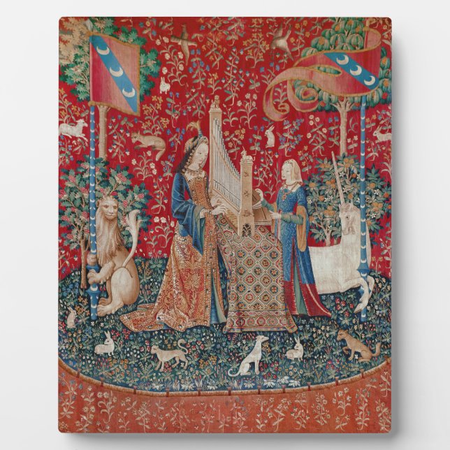 Lady and Unicorn Mediaeval Tapestry Hearing Plaque (Front)