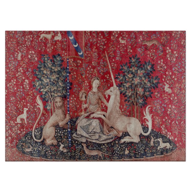 Lady and Unicorn Mediaeval Tapestry Sight Cutting Board (Front)