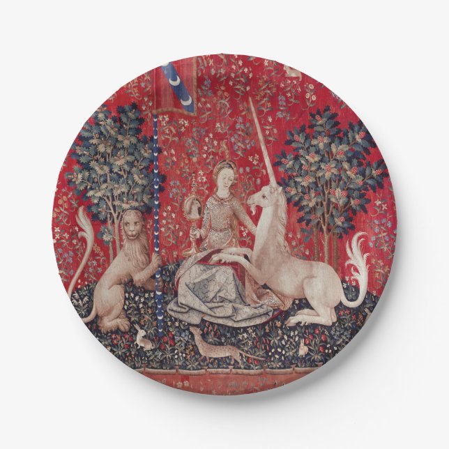 Lady and Unicorn Mediaeval Tapestry Sight Paper Plate (Front)