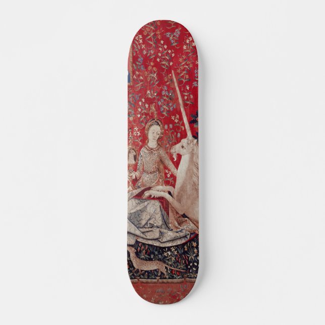 Lady and Unicorn Mediaeval Tapestry Sight Skateboard (Front)
