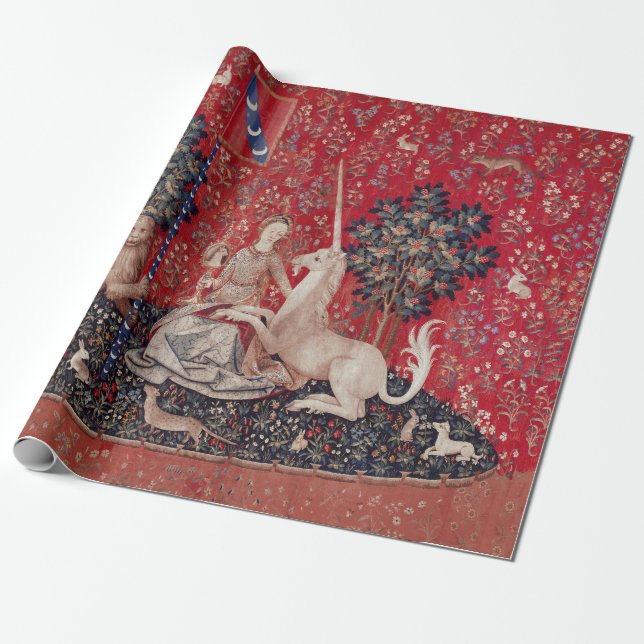 Lady and Unicorn Mediaeval Tapestry Sight Wrapping Paper (Unrolled)