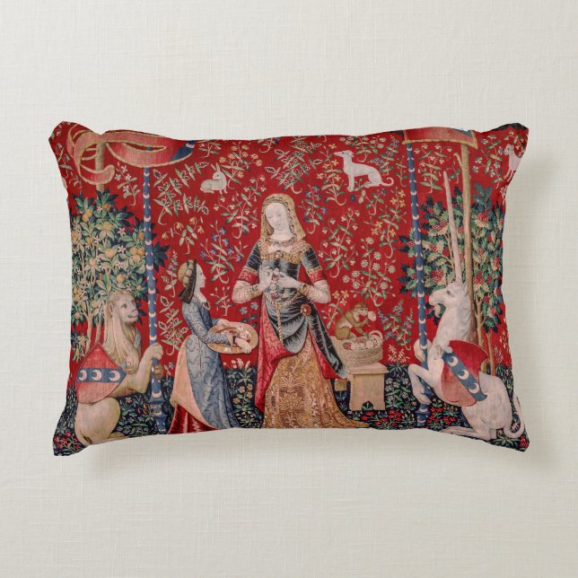 Lady and Unicorn Mediaeval Tapestry Smell Decorative Cushion (Front)