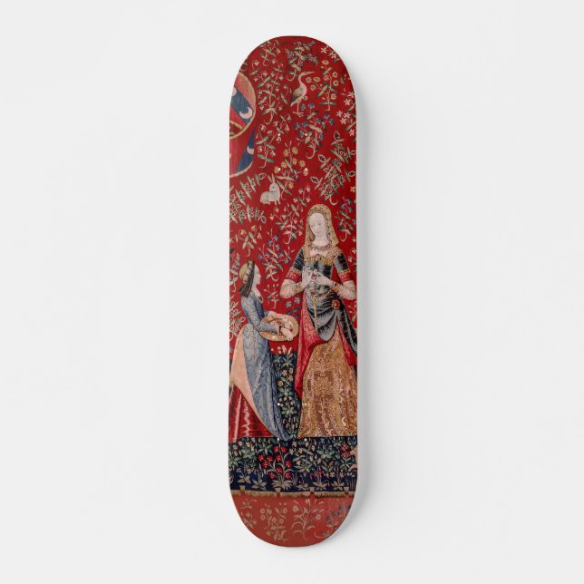 Lady and Unicorn Mediaeval Tapestry Smell Skateboard (Front)