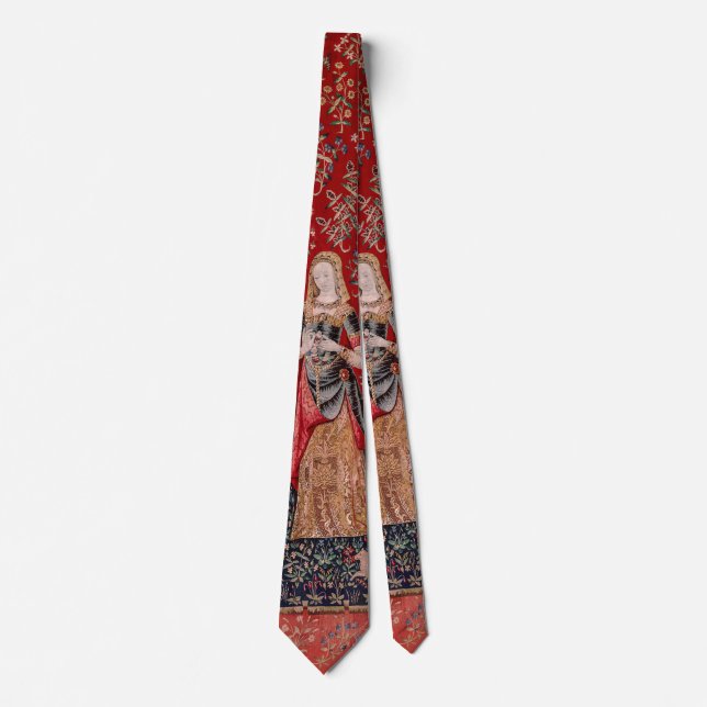 Lady and Unicorn Mediaeval Tapestry Smell Tie (Front)