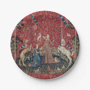 Lady and Unicorn Mediaeval Tapestry Taste Paper Plate