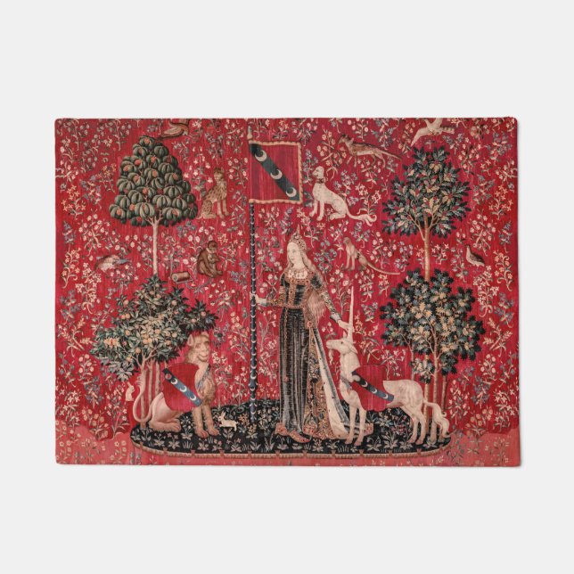 Lady and Unicorn Mediaeval Tapestry Touch Doormat (Front)