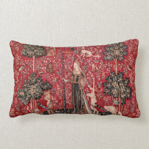 Lady and Unicorn Mediaeval Tapestry Touch Lumbar Cushion
