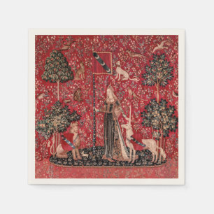 Lady and Unicorn Mediaeval Tapestry Touch Napkin