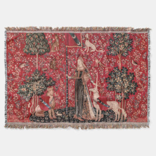Lady and Unicorn Mediaeval Tapestry Touch Throw Blanket