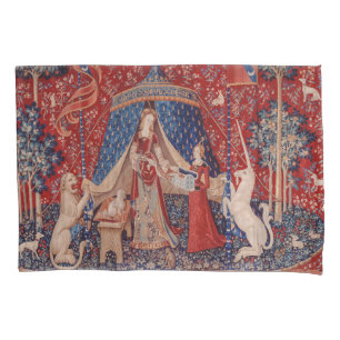 Lady and Unicorn Medieval Tapestry Desire Pillowcase